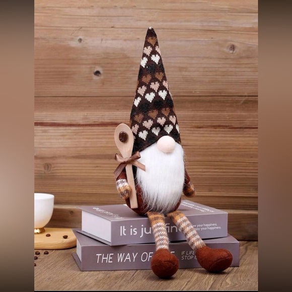 NWT Adorable Coffee Heart Gnome Decoration w/ Wooden Spoon & Coffee Bean 🫘 - Picture 1 of 6